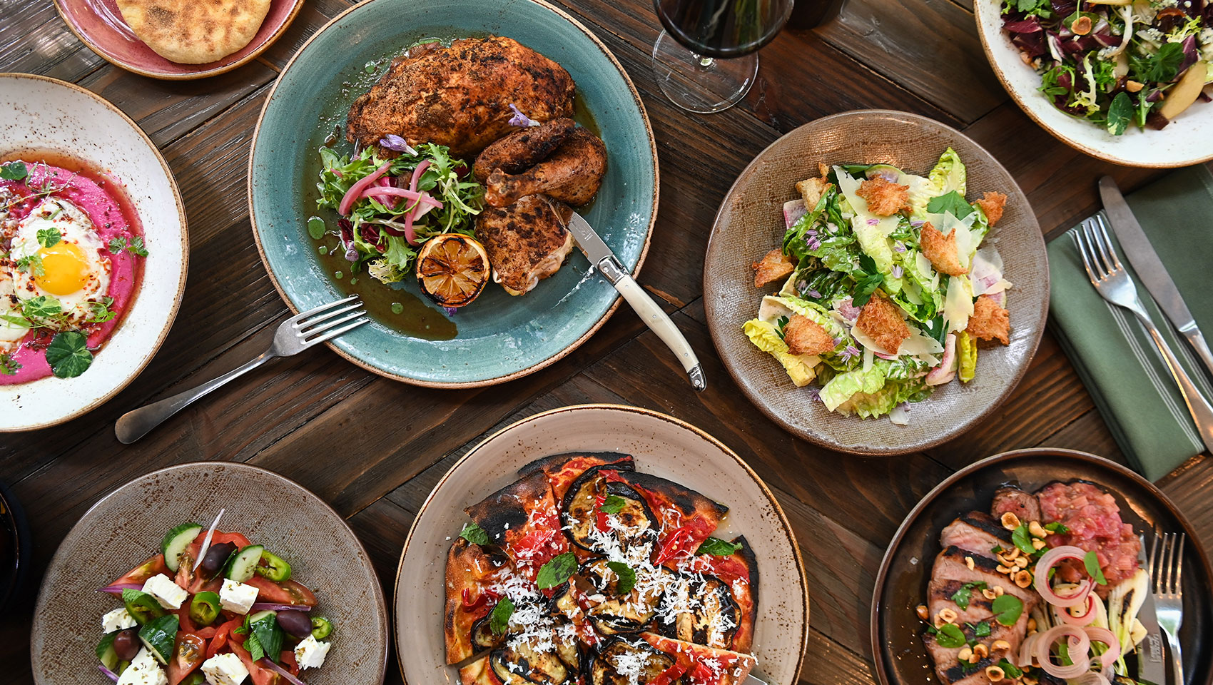 Marin food spread aerial